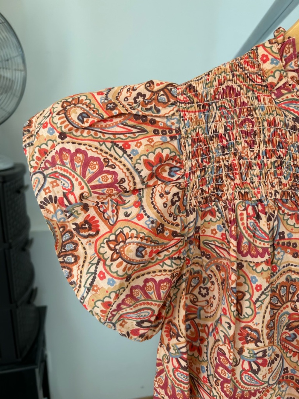 House of Harlow 1960 Paisley Rust Top Peasant Ruffle Blouse - Picture 3 of 8